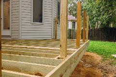 A deck is being built with the help of a home improvement loan.