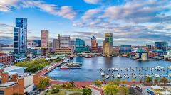 A skyline view of downtown Baltimore.